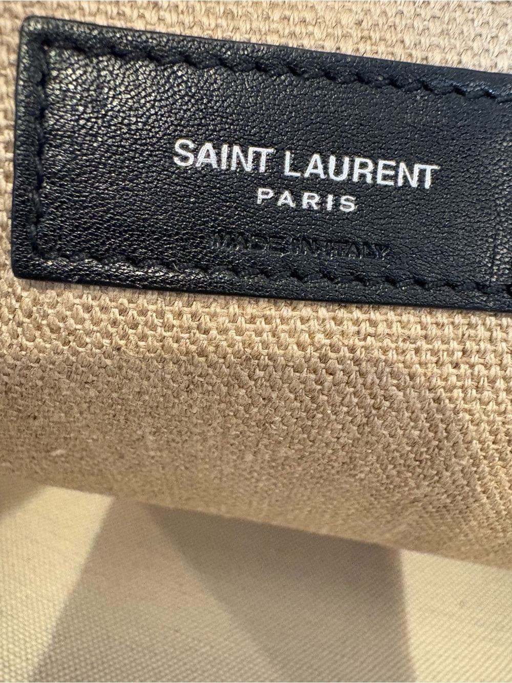 Saint Laurent Rive Gauche Canvas Tote in Beige with Black Accents - Picture 2 of 9